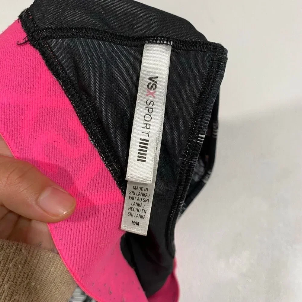 VSX Sport Victoria’s Secret Sports Bra Medium Pink Logo Band Racerback - Picture 3 of 5